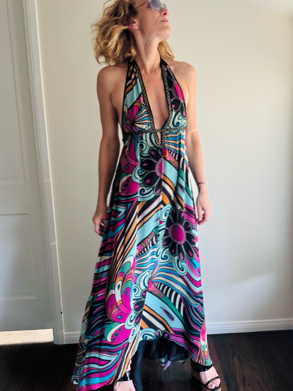 Beautiful Pucci Inspired Halter Silk Dress